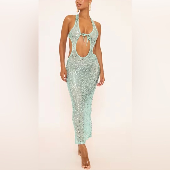 EGO Dresses & Skirts - EGO shores plunge tie front cut out maxi beach dress